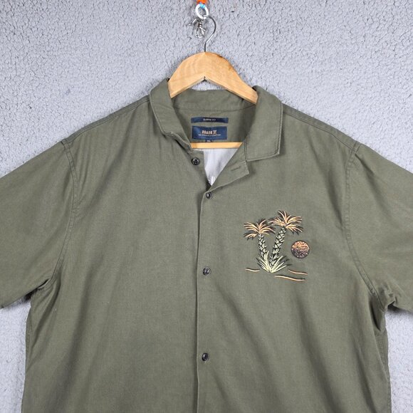 Roark Shirt Mens Size XL Olive Scorpion Of The Sahara Button Down Camp Collar - Picture 2 of 11